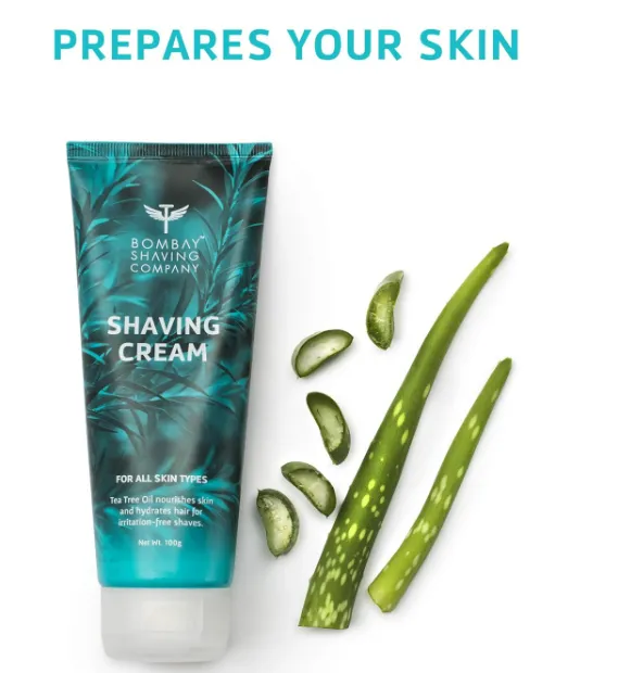 Bombay Shaving Company Shaving Cream with Tea Tree oil, Aloe Vera and Menthol Extracts- 100 g