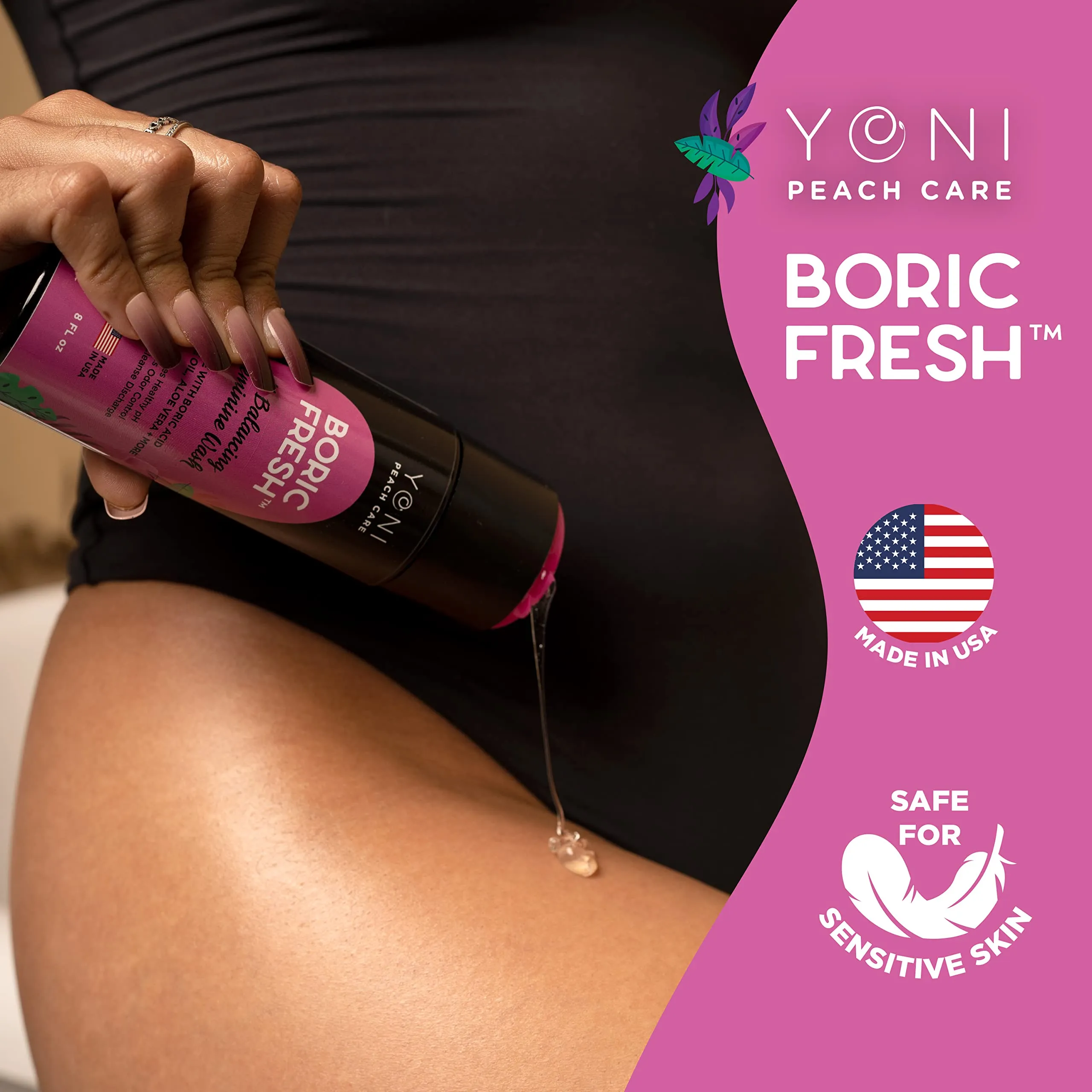 Boric Fresh PH Balancing Daily Feminine Wash with Boric Acid, Tea Tree Oil, Coconut Oil & Essential Oils - Organic Intimate Cleanser for Odor Eliminator, Healthy pH, BV & Intimate Care Unscented 8 Fl Oz (Pack of 1)
