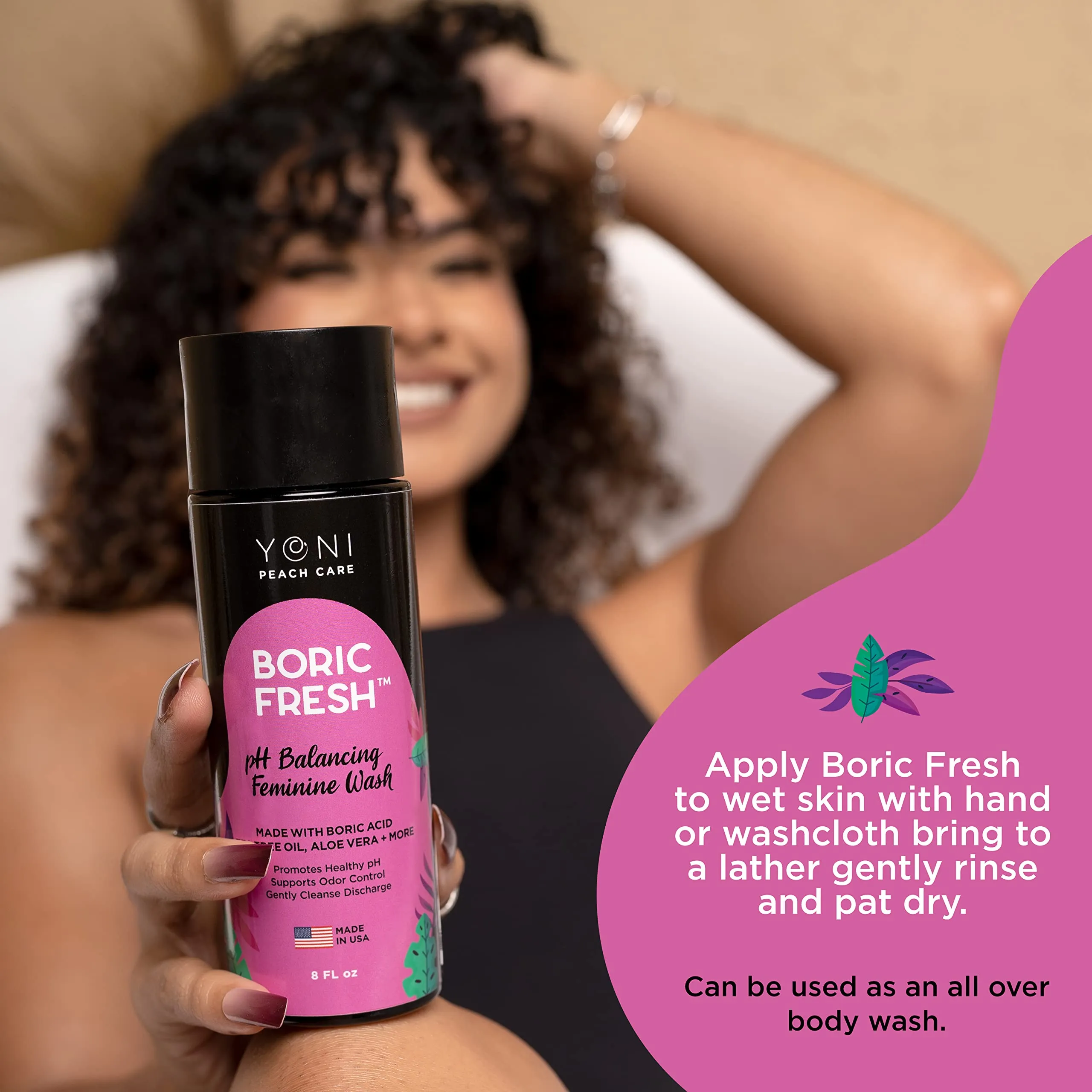Boric Fresh PH Balancing Daily Feminine Wash with Boric Acid, Tea Tree Oil, Coconut Oil & Essential Oils - Organic Intimate Cleanser for Odor Eliminator, Healthy pH, BV & Intimate Care Unscented 8 Fl Oz (Pack of 1)