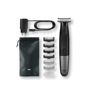 Braun Shaver XT5200, Wet & Dry Shaver, All-in-one tool, 6 attachments & travel pouch