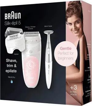 Braun Silk Epil 5-820 Wet & Dry Epilator With 4 Extras incl. Bikini Styler