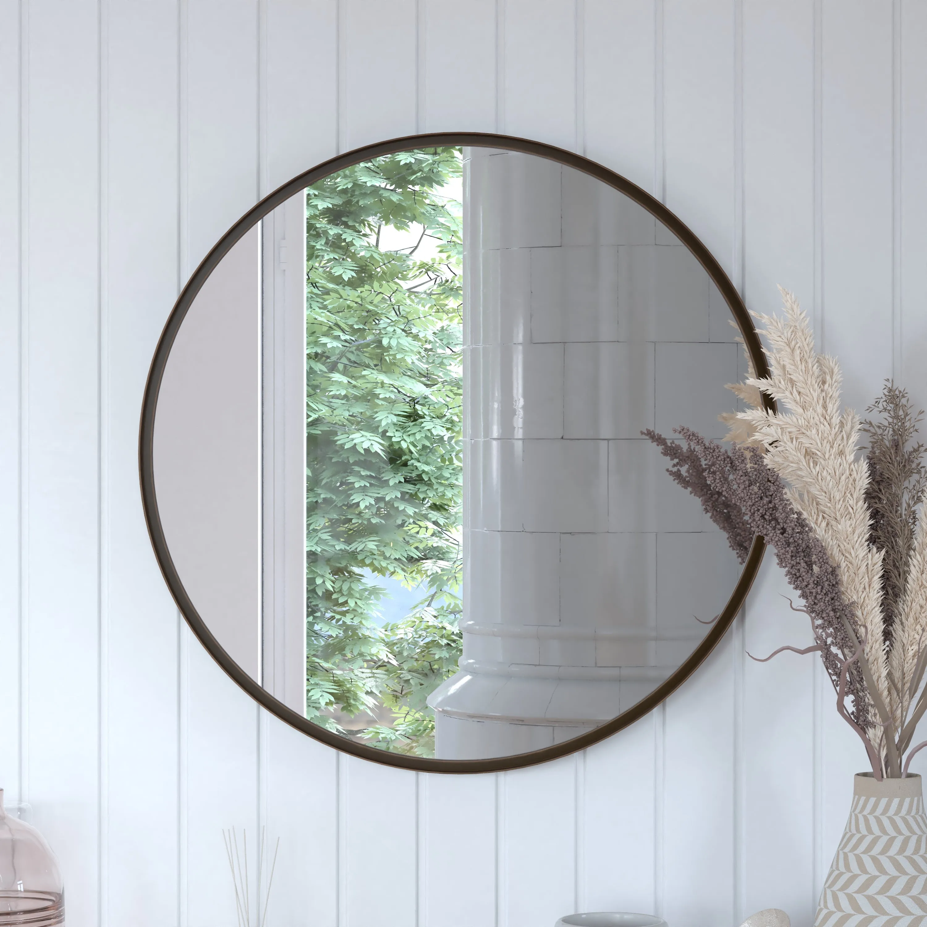 Bronze 27.5" Round Wall Mirror HFMHD-275-CRE8-512315-GG