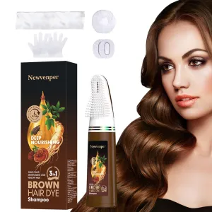 Brown Hair comb Dye Shampoo For Gray Hair and Beard Coverage,Instant Dye and Long-lasting Hair Color Shampoo in Minutes Travelling Outfit,For Women Men Easy Comb Dyeing 200ML