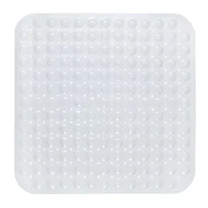 Carnation Home Fashions Stall Size"Bubble" Look Vinyl Bath Mat. - White 21x21"