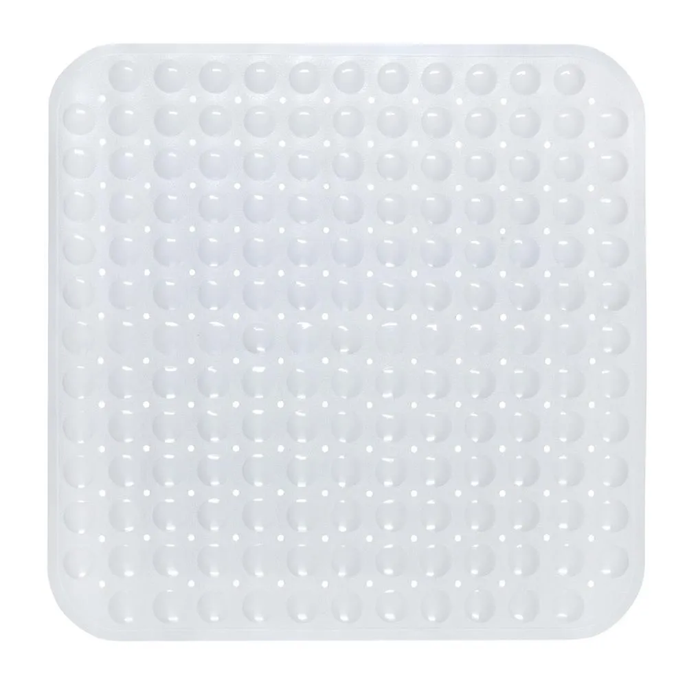 Carnation Home Fashions Stall Size"Bubble" Look Vinyl Bath Mat. - White 21x21"