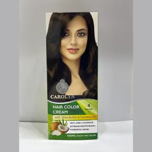 Carolyn Hair Color Cream With Shea Butter & Coconut Oil - 4 Brown
