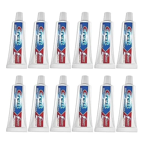 Cavity Protection Crest Toothpaste .85 Ounce with Toothbrush Bulk Pack for Travel and Hotel Guest Amenities (12 Pack)