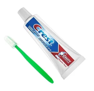 Cavity Protection Crest Toothpaste .85 Ounce with Toothbrush Bulk Pack for Travel and Hotel Guest Amenities (12 Pack)