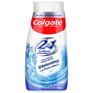 Colgate 2 in 1 Toothpaste and Whitening Mouthwash, Mint, 4.6 oz Squeeze Bottle