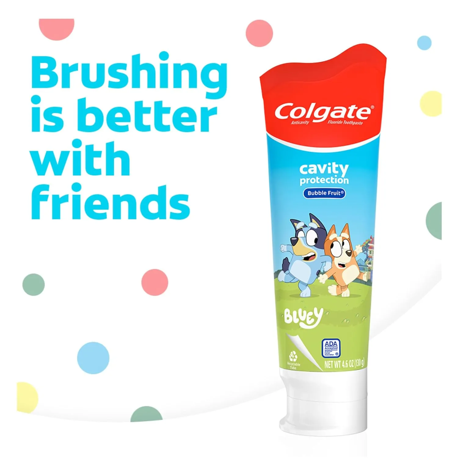 Colgate Kids Bluey Toothpaste with Fluoride, Fights Cavities, Mild Fruit Flavor, Sugar Free, 4.6 Oz Tube