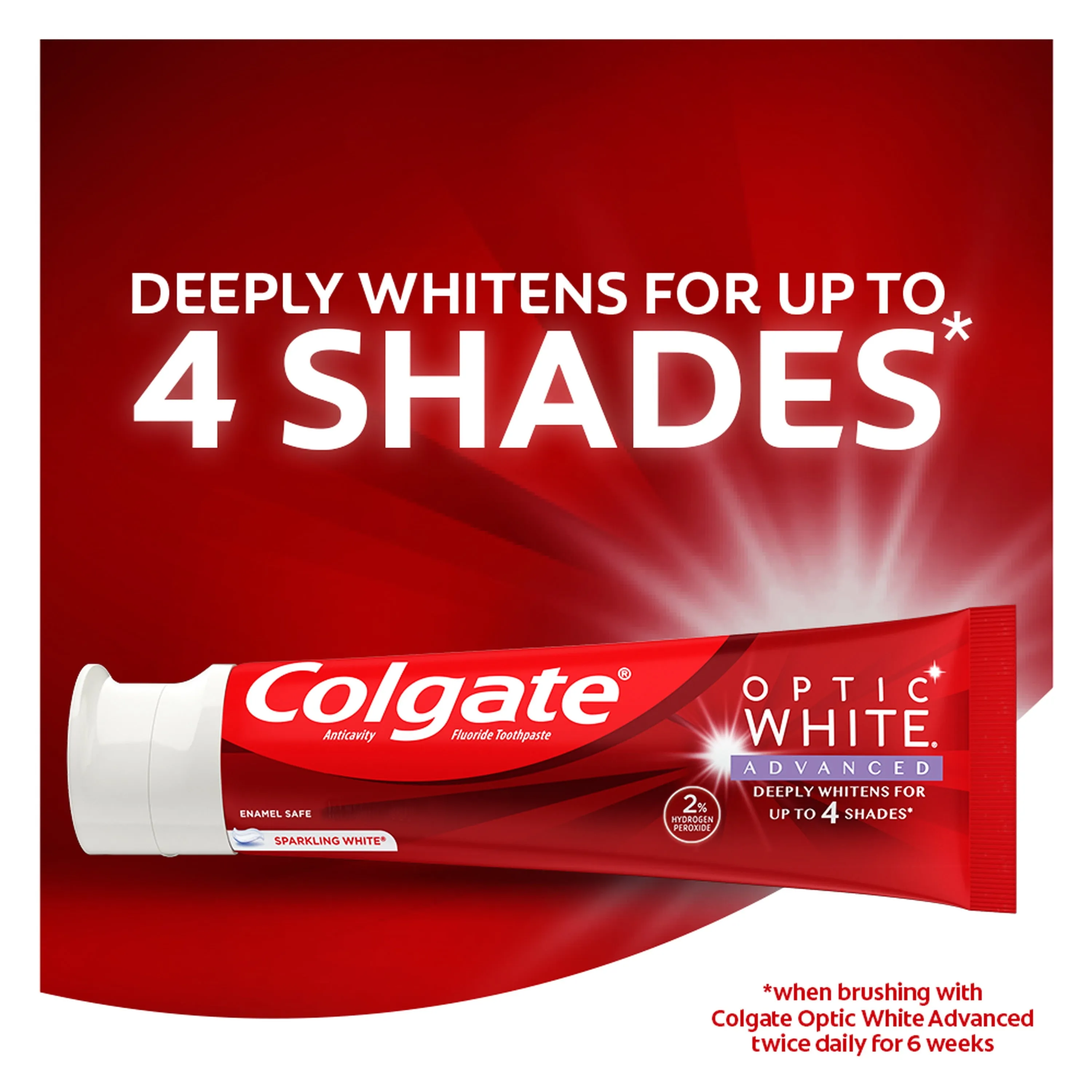 Colgate Optic White Advanced Hydrogen Peroxide Toothpaste, Sparkling White, 3.2 oz