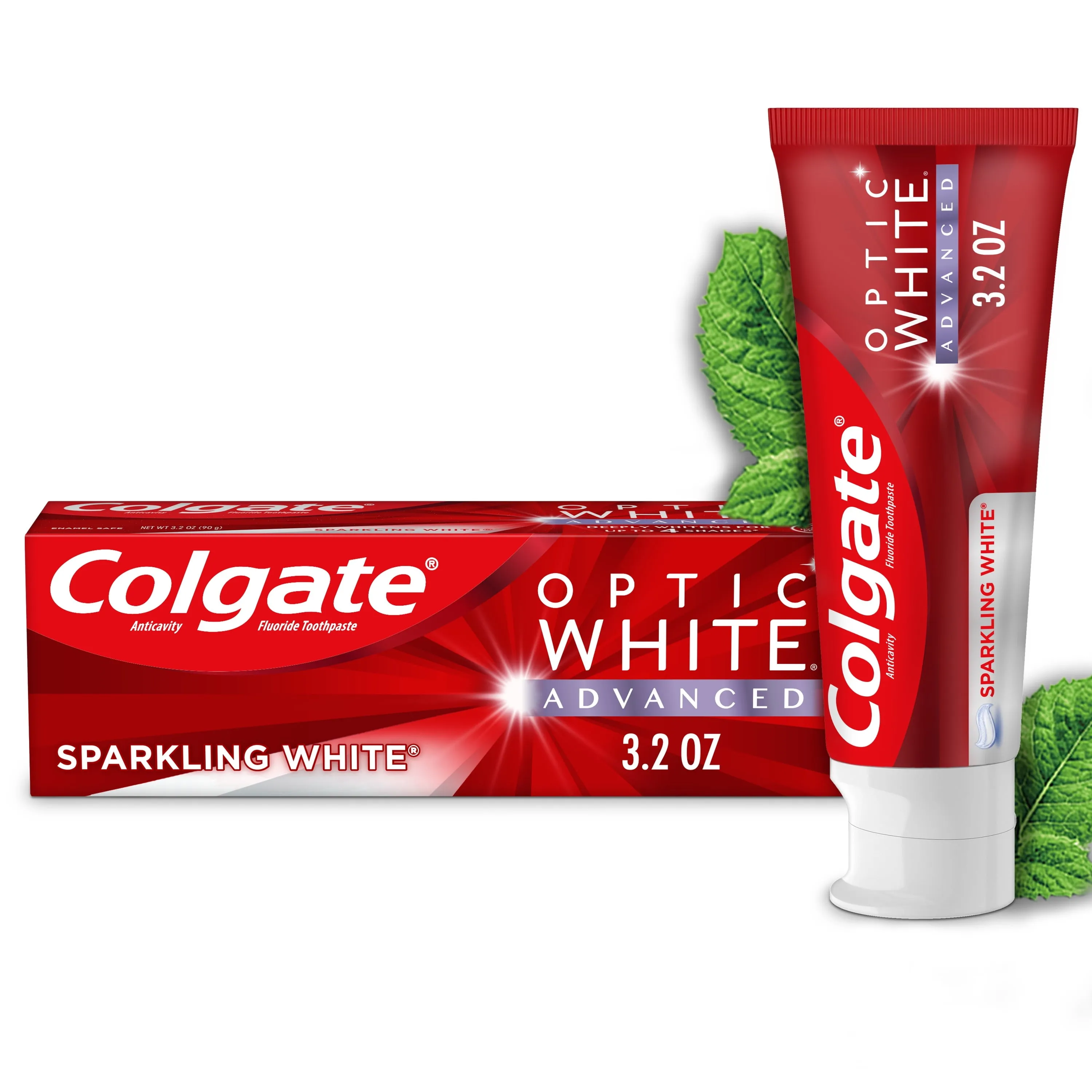 Colgate Optic White Advanced Hydrogen Peroxide Toothpaste, Sparkling White, 3.2 oz