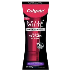 Colgate Optic White Pro Series Whitening Toothpaste with 5% Hydrogen Peroxide, Stain Prevention, 3 oz Tube, 2 Pack