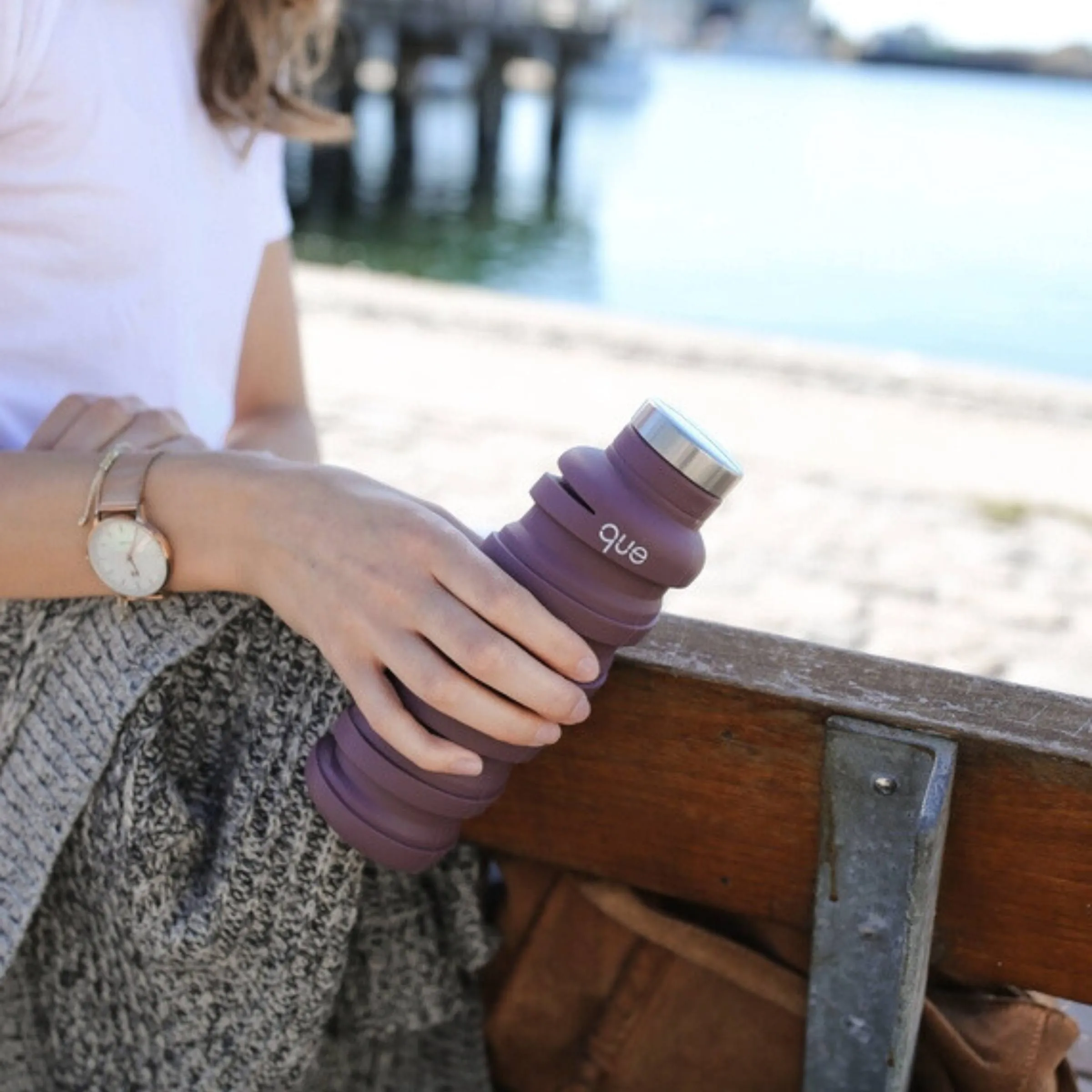Collapsible Silicone Water Bottle - 20 oz.