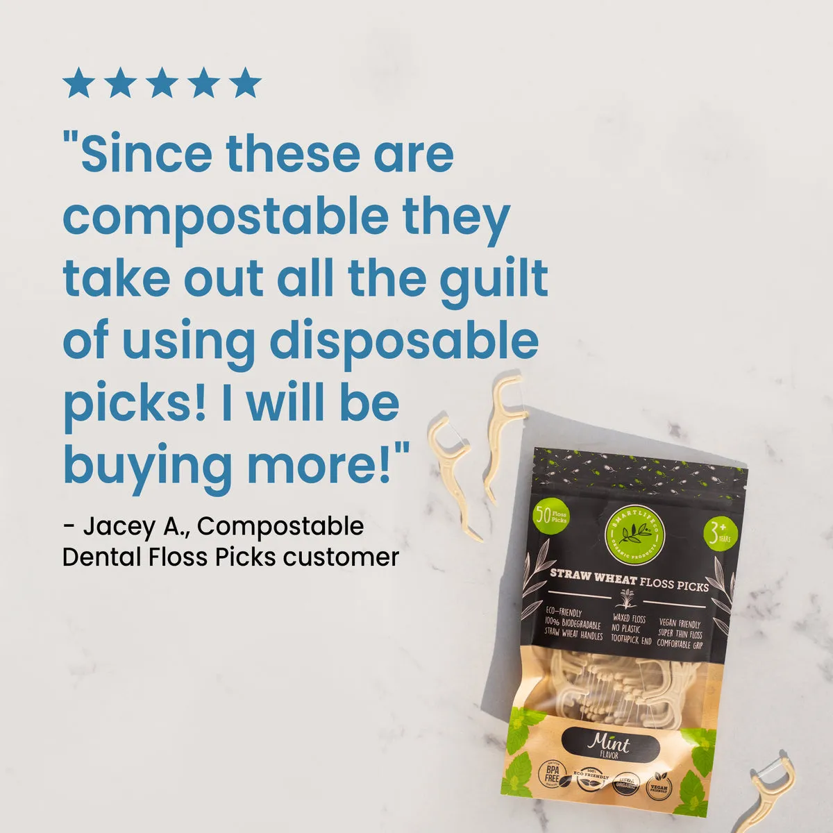 Compostable Dental Floss Picks