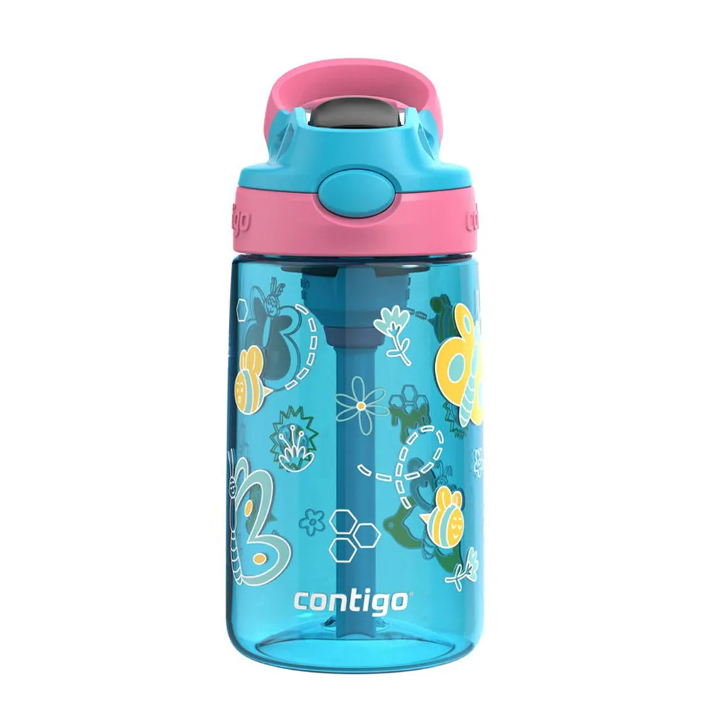 Contigo Kids Aubrey Autospout Drink Bottle - 414ml Blue - Raspberry Butterflies