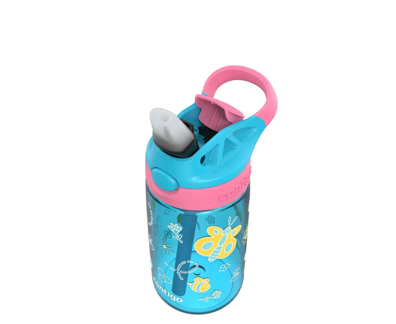 Contigo Kids Aubrey Autospout Drink Bottle - 414ml Blue - Raspberry Butterflies