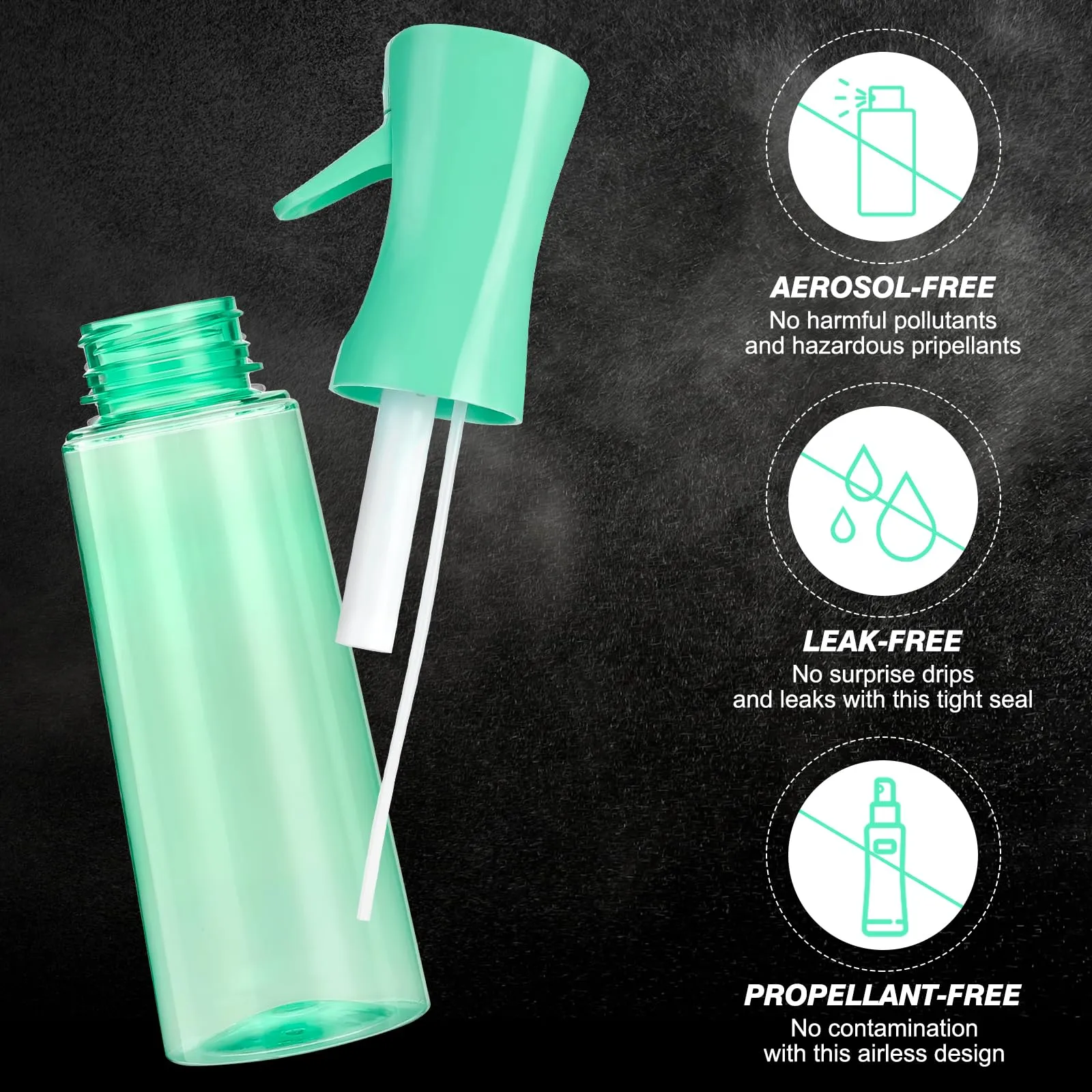 Continuous Spray Bottle for Hair (10.1oz/300ml) 2 Pack Green Transparen Home Essentials Spray Bottles Empty Ultra Fine Water Mister Spray Bottles For Cleaning, Hairstyling Plants Curly Hair Etc