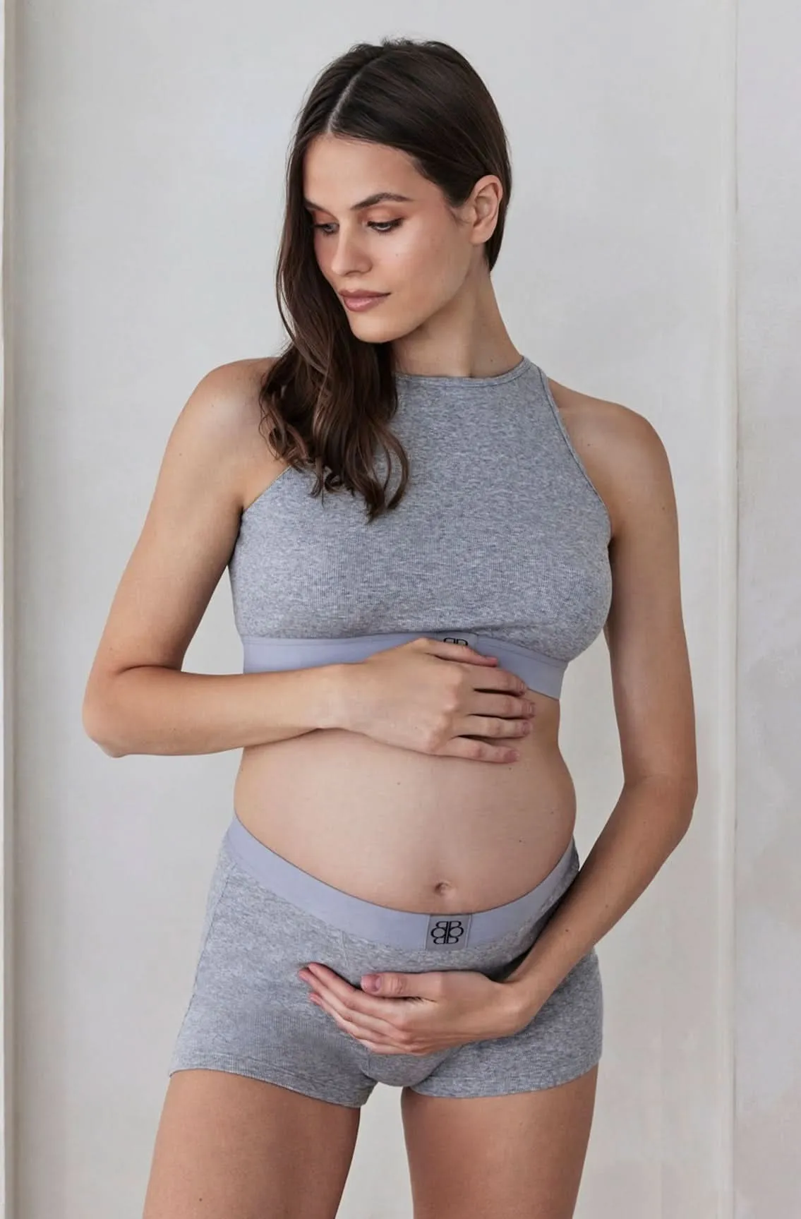 Cotton Rib Crop Top - Heather Grey
