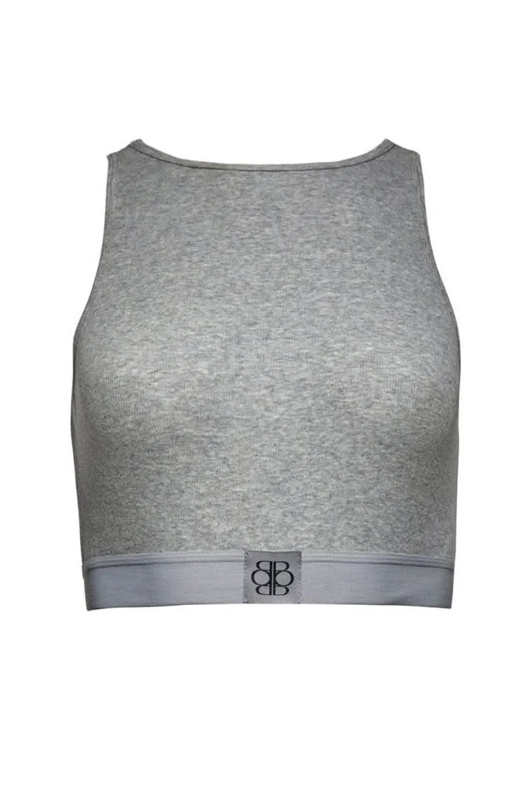 Cotton Rib Crop Top - Heather Grey