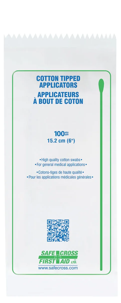 COTTON TIPPED APPLICATORS - SINGLE-END 15.2cm 100/PACKAGE