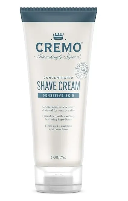 Cremo Barber Grade Sensitive Shave Cream, Astonishingly Superior Smooth Shaving Cream for Men, Fights Nicks, Cuts and Razor Burn, 6 Fl Oz