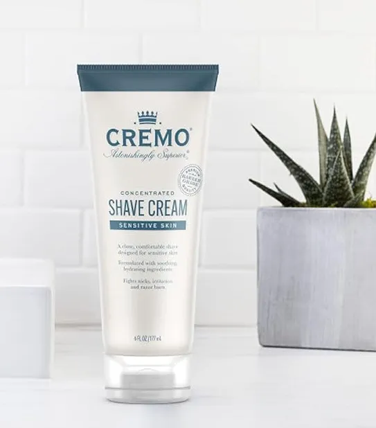 Cremo Barber Grade Sensitive Shave Cream, Astonishingly Superior Smooth Shaving Cream for Men, Fights Nicks, Cuts and Razor Burn, 6 Fl Oz