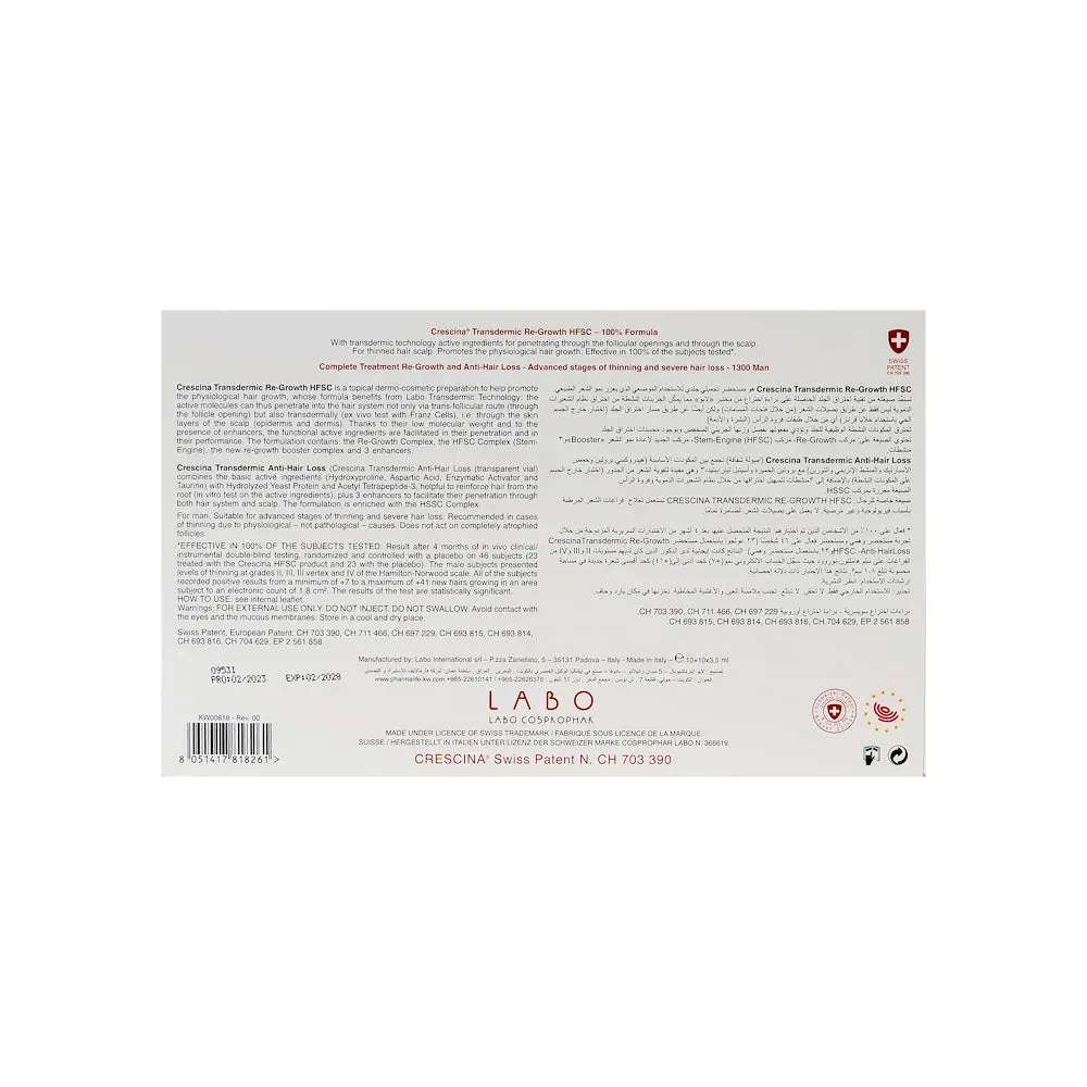 Crescina HFSC Transdermic Complete Treatment 1300 Man 10 10 Vials