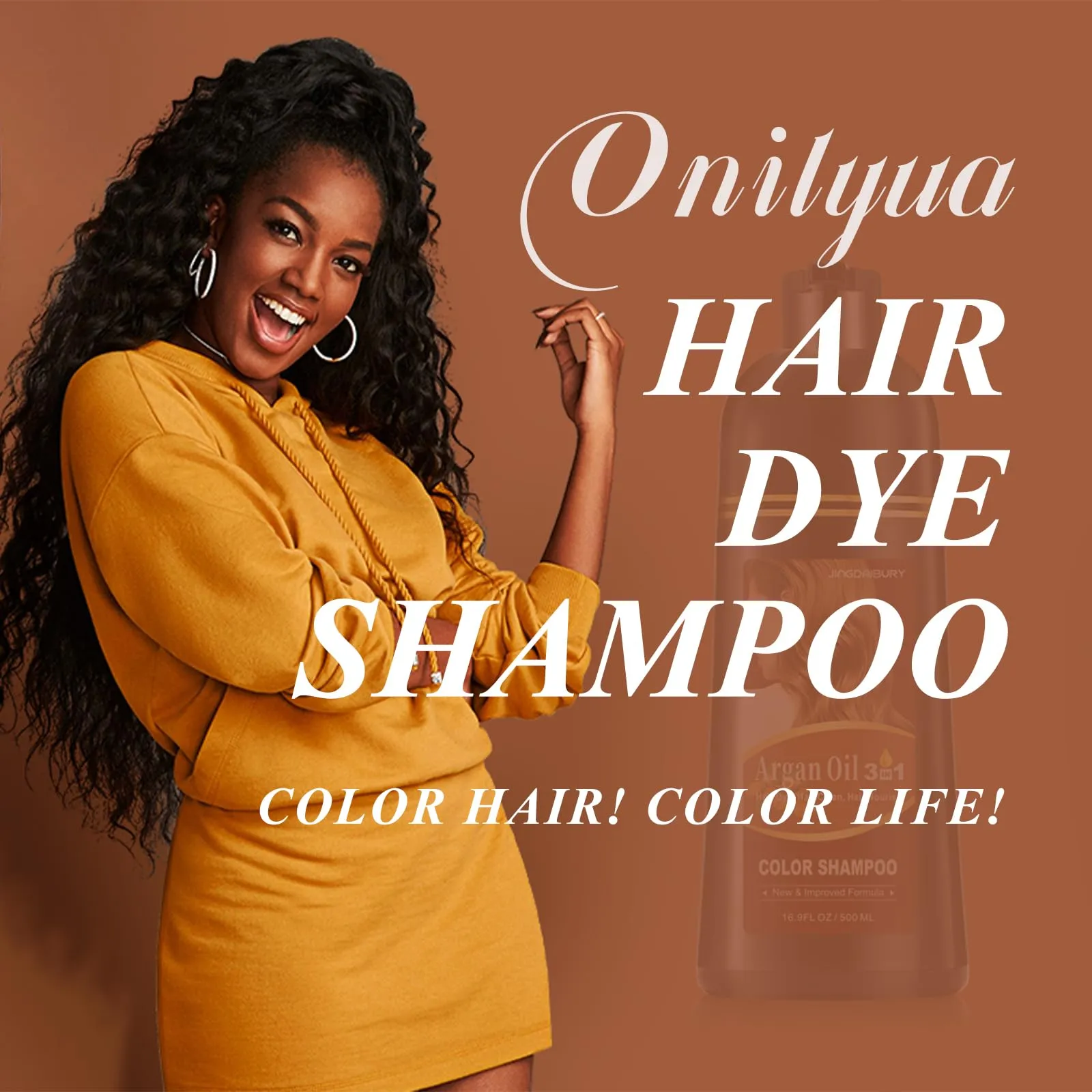 Dark Wine Red Hair Coloring Shampoo with Argan Oil for Gray Hair - Burgundy Dye for Men & Women, 3-in-1 Formula, Easy to Use, 16.9 Fl Oz