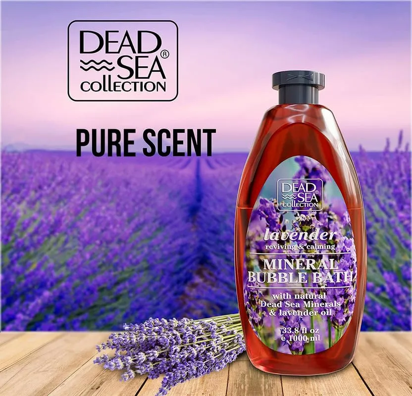 Dead Sea Collection Bubble Bath with Lavender for Women and Men - Lavender Oil and Pure Dead Sea Minerals - Nourishing and Moisturizing Skin - Pack of 2 (67.6 fl.oz)