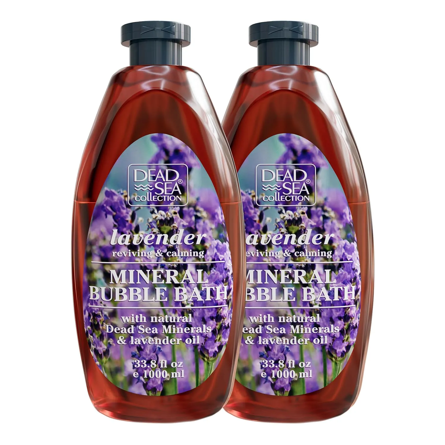 Dead Sea Collection Bubble Bath with Lavender for Women and Men - Lavender Oil and Pure Dead Sea Minerals - Nourishing and Moisturizing Skin - Pack of 2 (67.6 fl.oz)