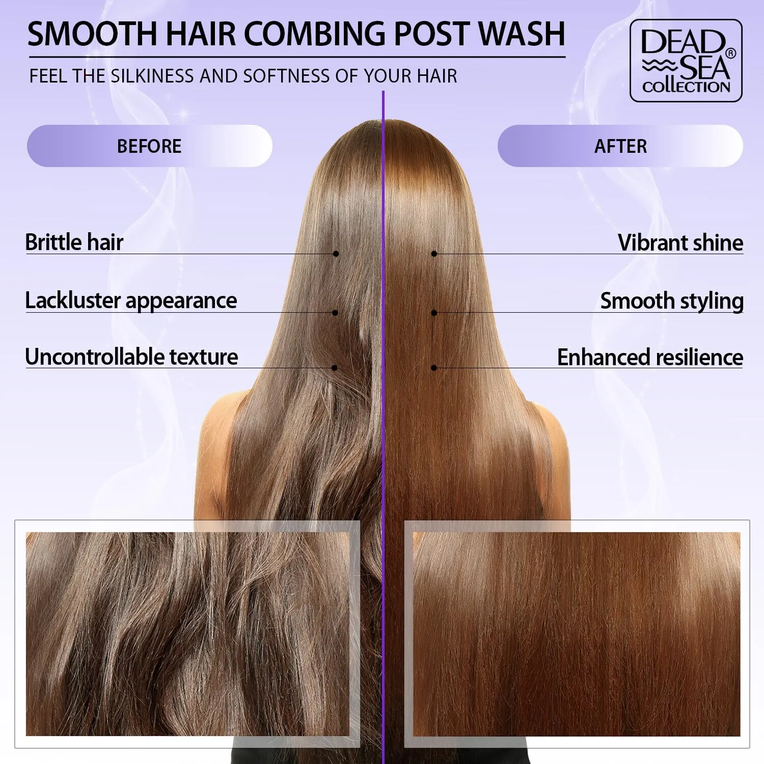 Dead Sea Collection Shampoo and Conditioner Set for Strengthening and Volume - Pure Dead Sea Minerals and Keratin – Nutrition, Repair and Shine - Pack of 2 (33.8 & 30.6 Fl. Oz)