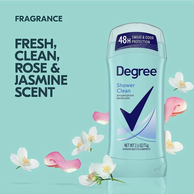 Degree Original Antiperspirant Deodorant Shower Clean 48H Odor Protection for Women, 2.6 oz