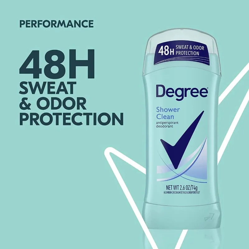 Degree Original Antiperspirant Deodorant Shower Clean 48H Odor Protection for Women, 2.6 oz
