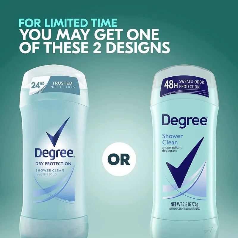 Degree Original Antiperspirant Deodorant Shower Clean 48H Odor Protection for Women, 2.6 oz