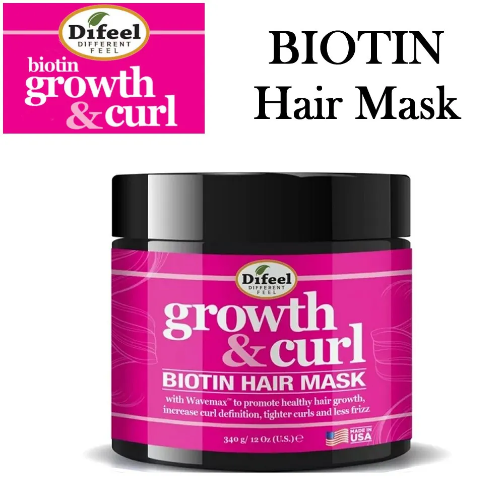 Difeel Hair Mask, Growth & Curl Biotin Hair Mask, 12 oz
