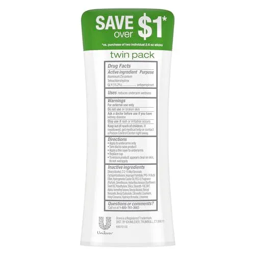 Dove Advanced Care Antiperspirant Deodorant Stick for Women Cool Essentials For 48 Hour Protection And Soft And Comfortable Underarms, 2.6 oz 2 Count