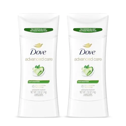 Dove Advanced Care Antiperspirant Deodorant Stick for Women Cool Essentials For 48 Hour Protection And Soft And Comfortable Underarms, 2.6 oz 2 Count