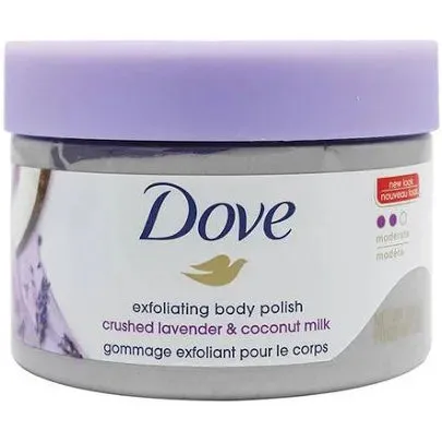 DOVE EXFOLIATING BODY POLISH (SCRUB)- CRUSHED LAVENDER & COCONUT MILK