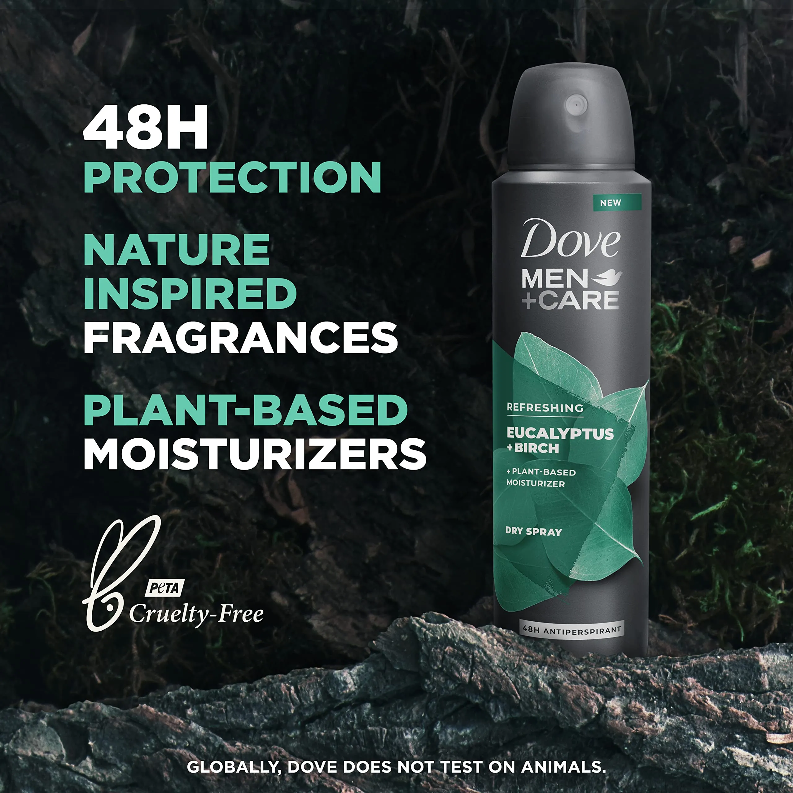 Dove Men Care Deodorant Spray Aluminum Free Deodorant Eucalyptus and Birch Naturally Derived Plant Based Mens Deodorant Moisturizer 4 oz 3 Count