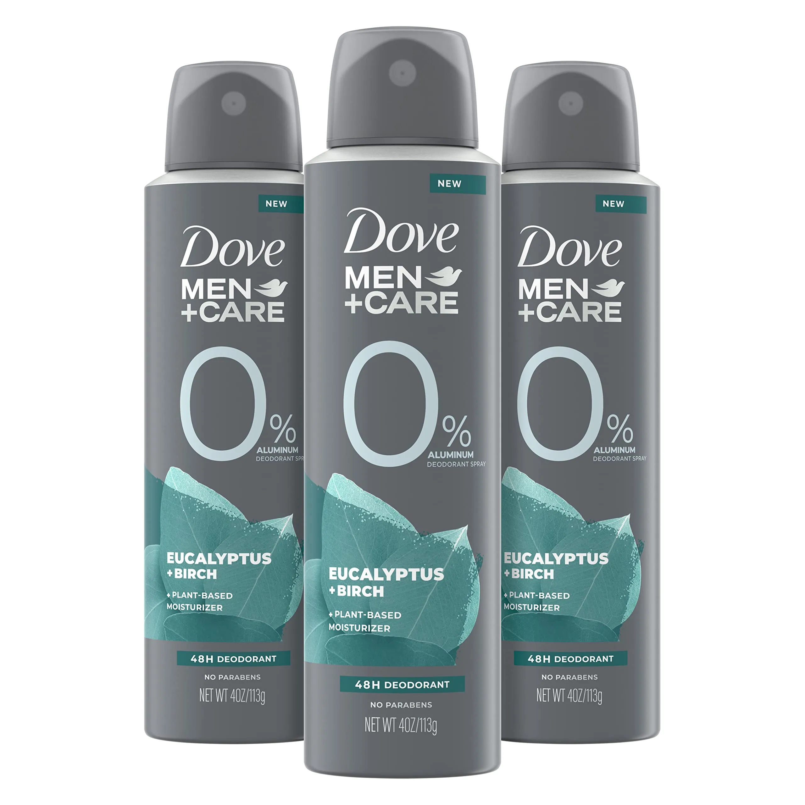 Dove Men Care Deodorant Spray Aluminum Free Deodorant Eucalyptus and Birch Naturally Derived Plant Based Mens Deodorant Moisturizer 4 oz 3 Count