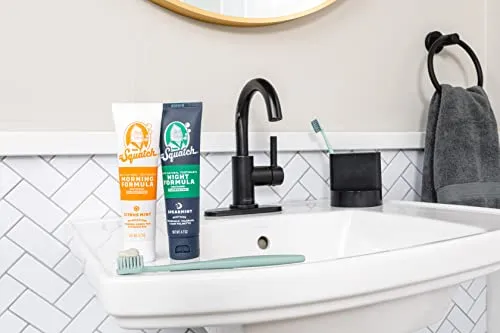 Dr. Squatch Teeth Whitening Toothpaste Kit - Day and Night Flouride Free Natural Toothpaste (1 Citrus Mint   1 Sooth Spearmint Tooth Paste) 4.7 oz Tubes