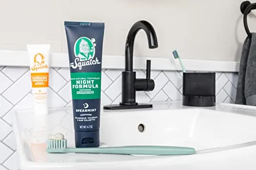 Dr. Squatch Teeth Whitening Toothpaste Kit - Day and Night Flouride Free Natural Toothpaste (1 Citrus Mint   1 Sooth Spearmint Tooth Paste) 4.7 oz Tubes