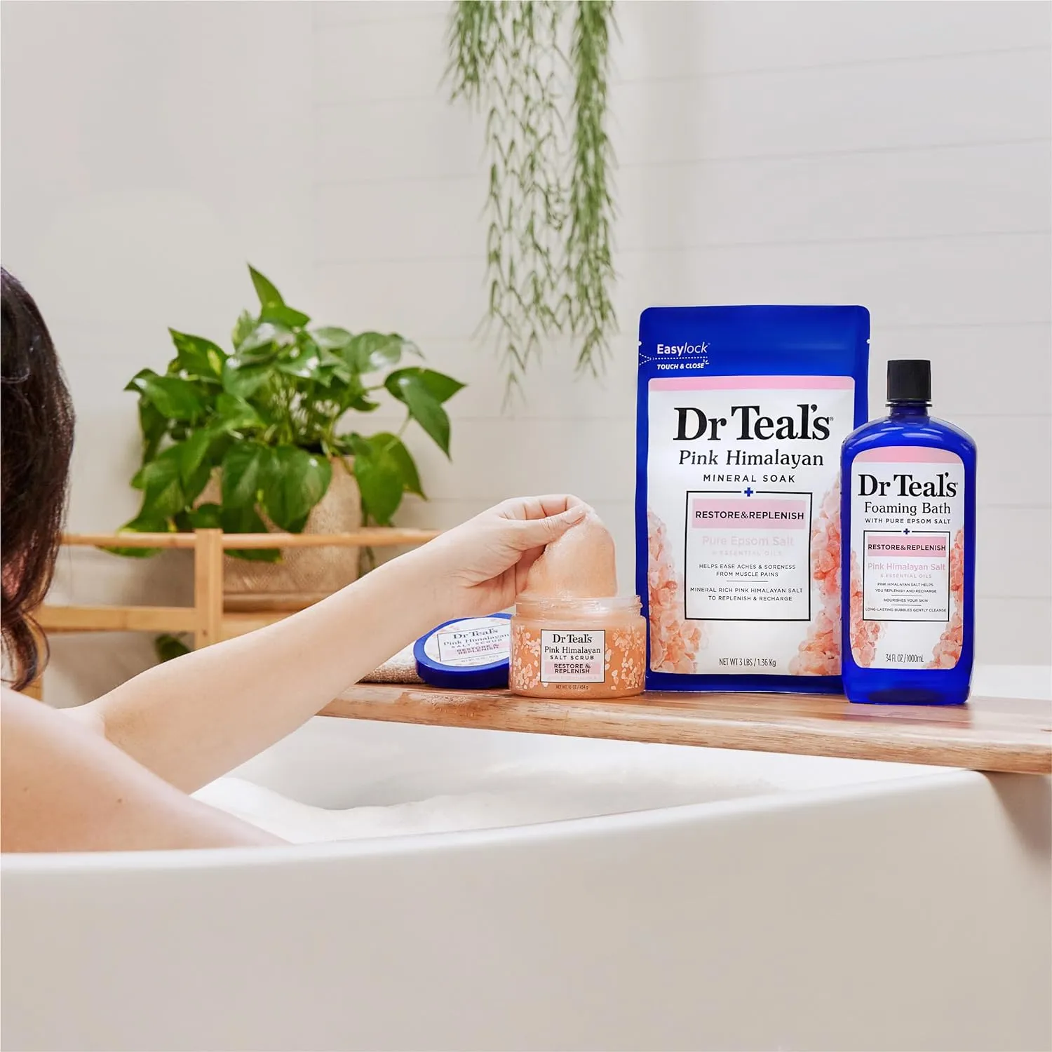 DR TEALS pink himalayan salt scrub restore & replenish مقشر الجسم بملح الهملايا الوردي
