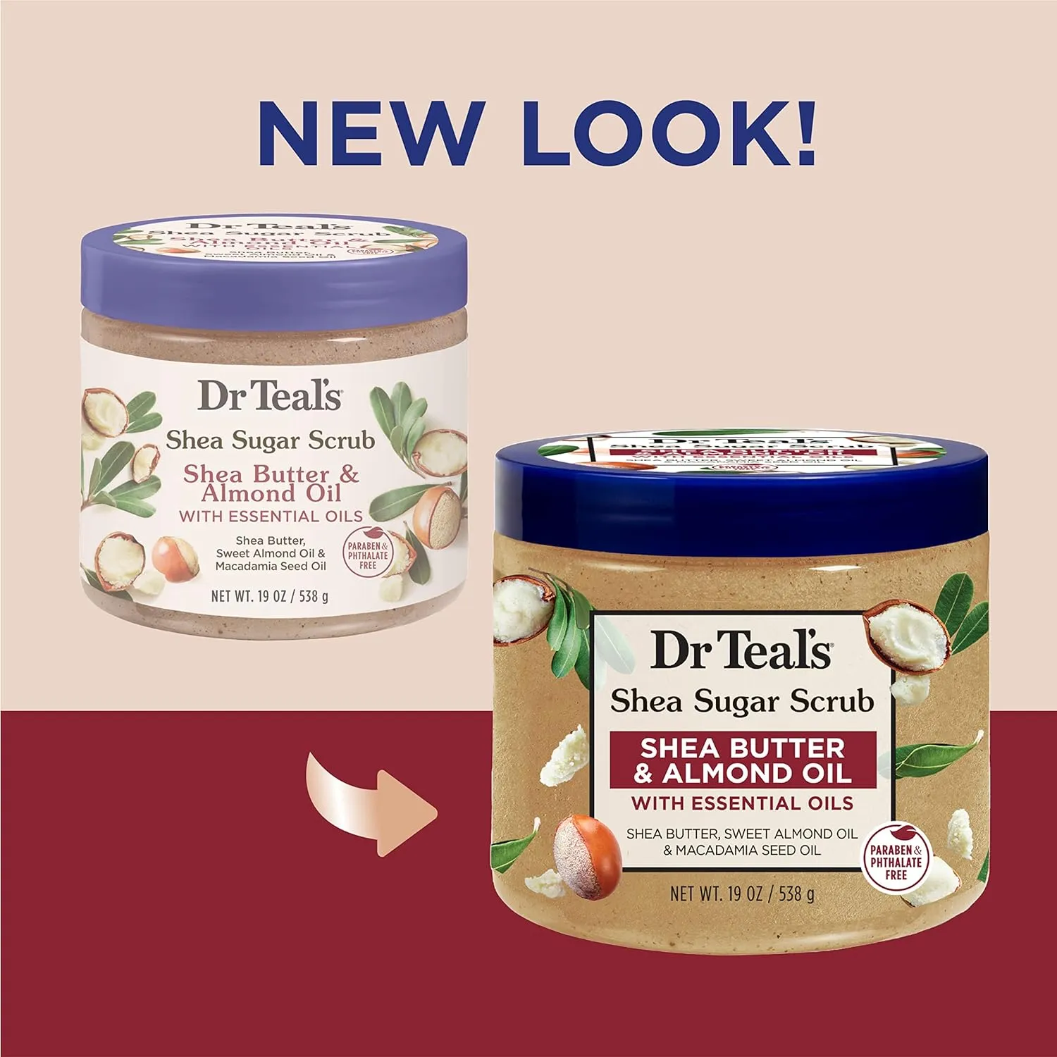 DR TEALS shea suger scrub shea butter & almond oil with essential oils مقشر الجسم باللوز والشيا من دكتر تيلز