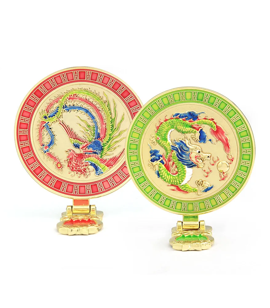 Dragon & Phoenix Mirrors with Wish-Granting Mantra