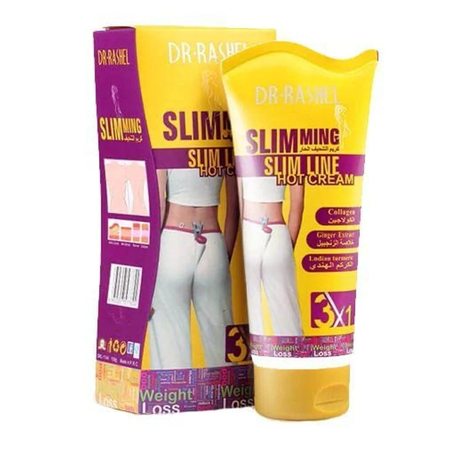 Dr.Rashel Slimming Slim Line Hot Cream With Ginger Extract Collagen & Turmeric For Slim Fit - 150gms DRL-1144