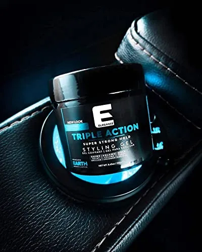 E Elegance Earth Fragrance Triple Action Hair Gel for Men And Women - Super Strong Hold, Extreme Volume, And Long Lasting Shine - Flake Free And Refreshing Fragrance - All Hair Types, 16.9 oz