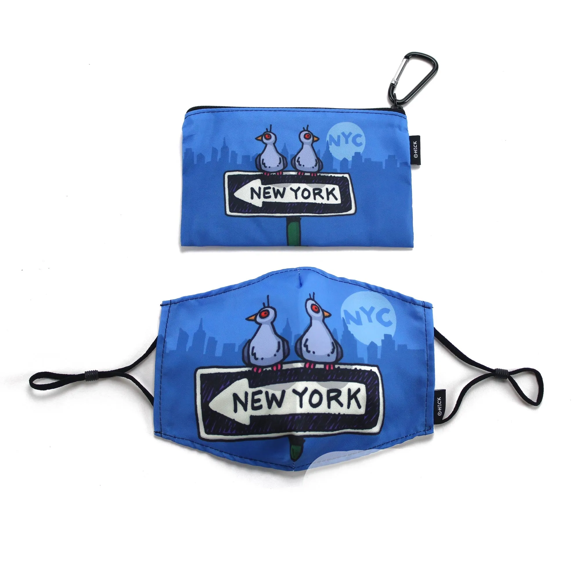 Ed Heck Cityscapes Adult Face Mask & Travel Pouch