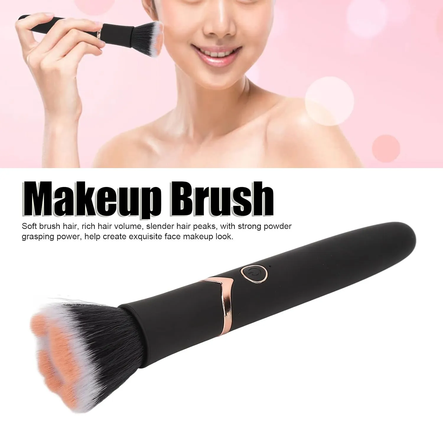 Electric Makeup Brush, 10 Gears Rechargeable Vibration Electric Massage Brush Multifunctional Blush Brush Vibration Cosmetic Brush Foundation Blush Loose Powder Brush